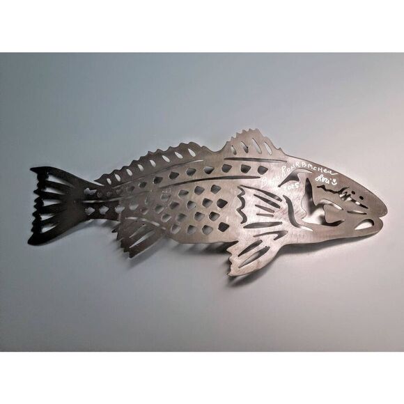 Fishing Enthusiast Blue Fin Fish Handcrafted Heavy Metal Carved Sculpture NEW! - Picture 7 of 8